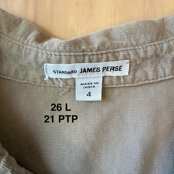 James Perse Corduory Shirt 4 Gray Button Up Casual Minimalist Glam Standard - Picture 7 of 9